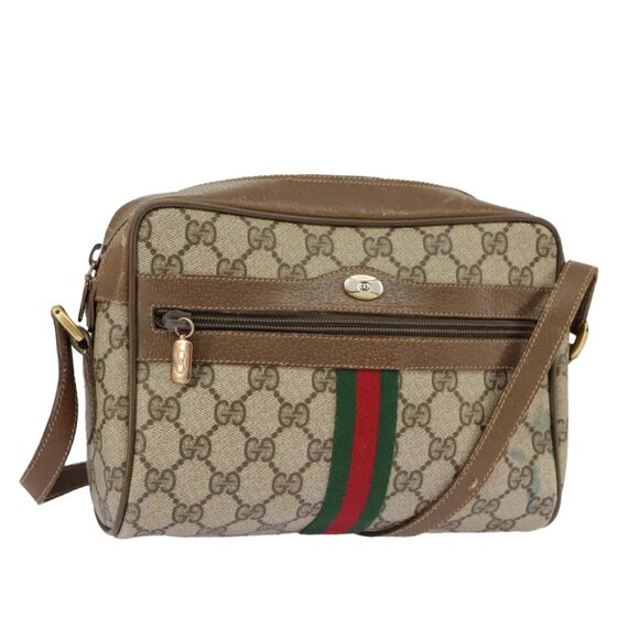 GUCCI GG Supreme Web Sherry Line Shoulder Bag PVC Beige - Picture 1 of 16